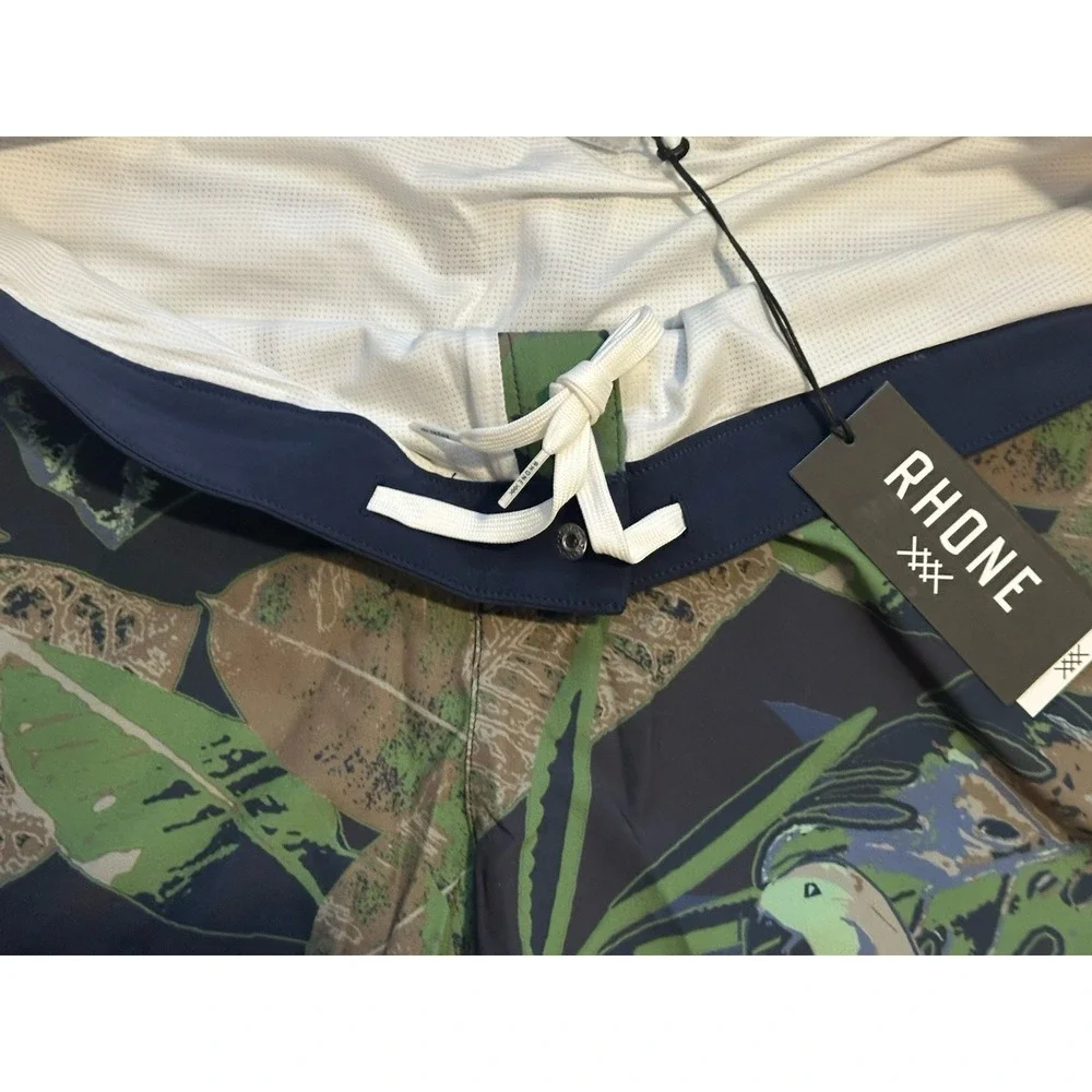 NWT RHONE Barrier Swim Shorts sz.L Tropical Floral Green Blue 8